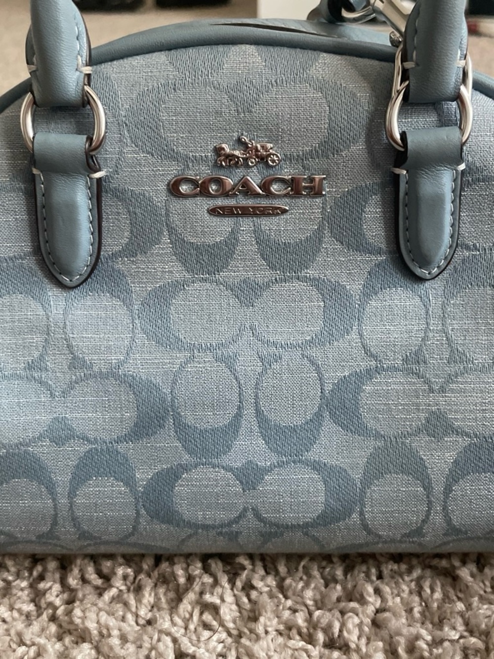 Coach Light Blue Signature Dome Satchel